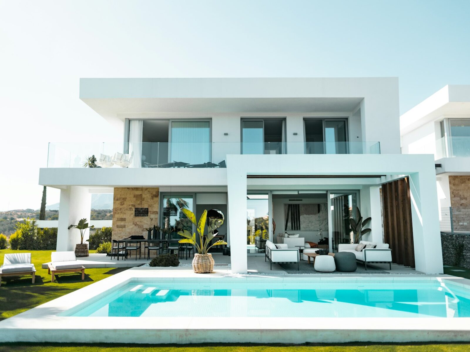Terrace with a harbour view